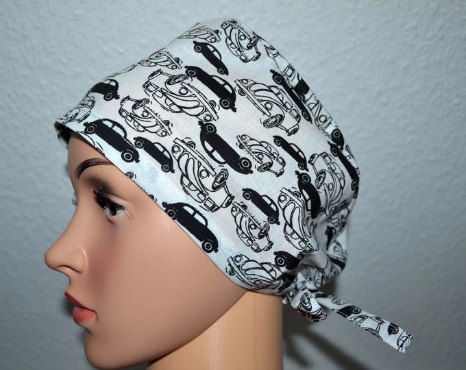 Surgical cap for cars, scrub cap, bandana, cosmetic cap, peeling cap, chef's hat, beige black surgical cap for vehicles