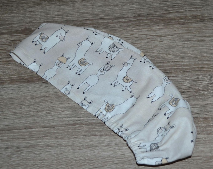 Surgical cap Lama with ELASTIC BAND, chef's hat, surgical caps, bandana, scrub cap, cosmetic cap, beige with llamas, handmade