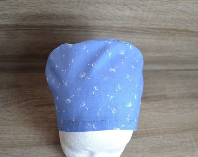 Surgical cap dandelion, scrub cap, bandana, cosmetic cap, chef's hat, peeling cap, surgical caps, blue with dandelion, handmade