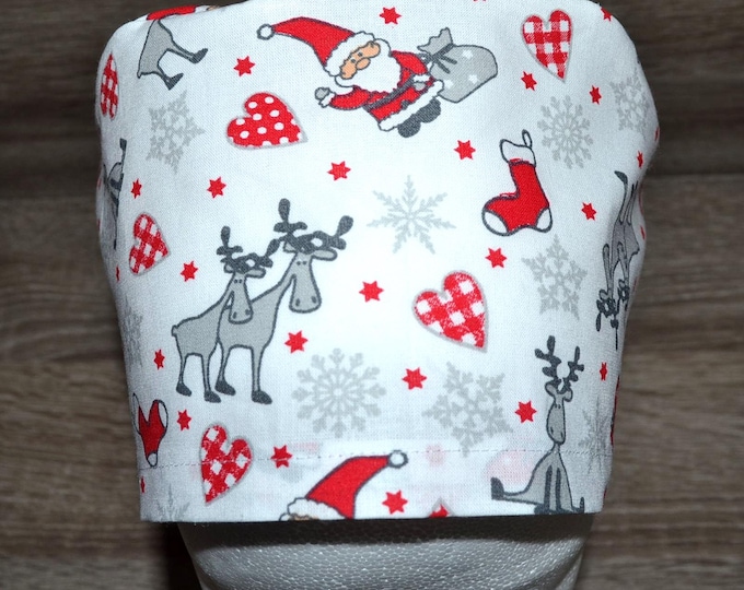 Surgical cap Santa Claus terry cloth, scrub cap, bandana, cosmetic cap, peeling cap, chef's hat, Christmas surgical caps, Santa hat, reindeer hat