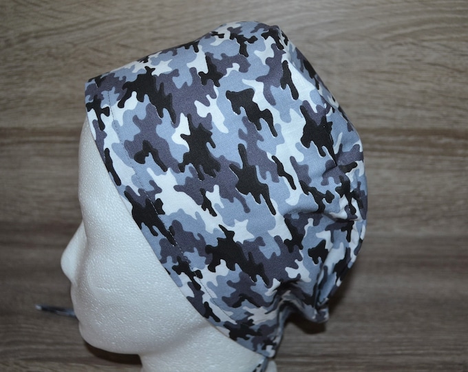 Surgical cap camouflage terry cloth band, scrub cap, bandana, cosmetic cap, chef's hat, scrub cap, surgical caps, military surgical cap, handmade