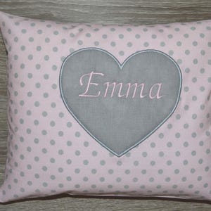 Heart pillow, heart pillow, heart pillow, name pillow heart, baptism pillow heart, birth pillow heart, children&#39;s pillow with heart, wedding pillow heart