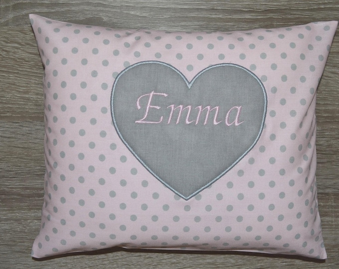 Heart pillow, heart pillow, heart pillow, name pillow heart, baptism pillow heart, birth pillow heart, children's pillow with heart, wedding pillow heart