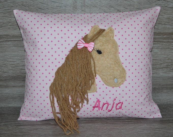Horse pillow with 3D mane, horse pillow, name pillow horse, pillow with name, baptism pillow horse, birth pillow horse 3 D mane, pony pillow