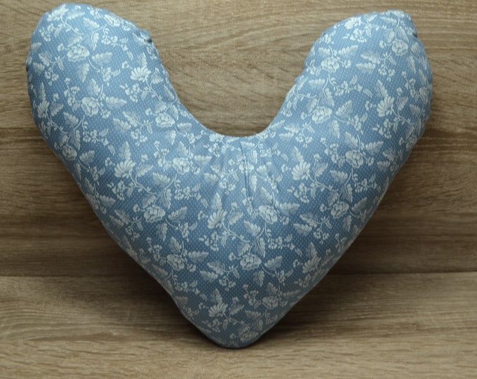 Heart pillow, chest heart pillow, mastectomy pillow, forearm pillow, breast surgery pillow, traditional costume fabric in light blue, handmade