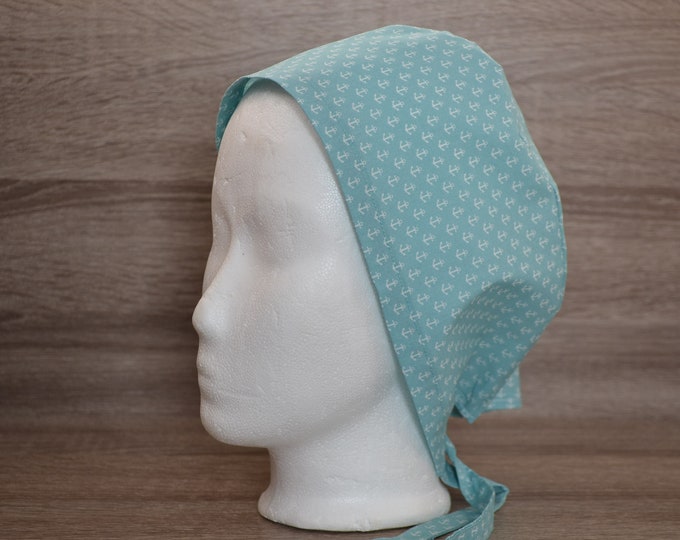 Surgical cap anchor, scrub cap, bandana, cosmetic cap, chef's hat, peeling cap, surgical caps, mint with anchors, handmade