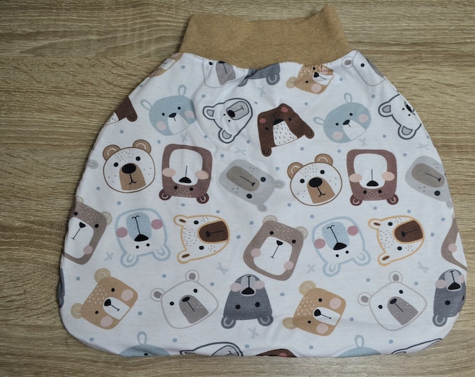 Swaddle bag bears size. 60, romper bag warmly lined, size. 50-68 elastic cuffs to grow with, sleeping bag, bear, handmade