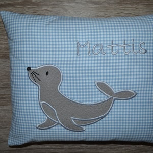 Pillow seal, seal pillow, name pillow with seal, pillow with name, christening pillow seal, birth pillow seal 30 x 25 cm, image 1