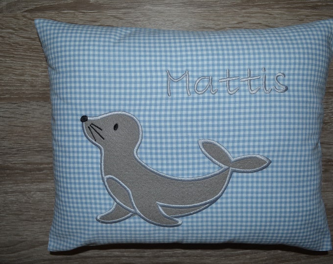 Pillow seal, seal pillow, name pillow with seal, pillow with name, christening pillow seal, birth pillow seal 30 x 25 cm,