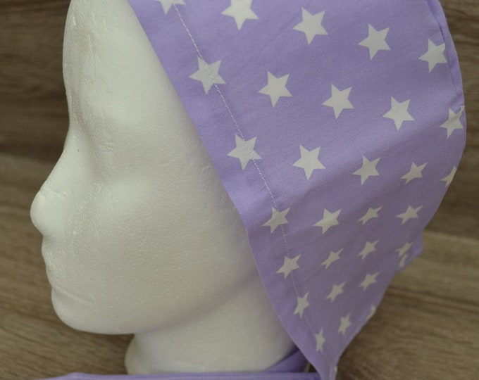 Surgical cap star, scrub cap, bandana, peeling cap, cosmetic cap, chef's cap, surgical caps, purple with stars, handmade