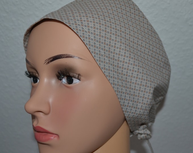 Surgical cap diamond, scrub cap, bandana, cosmetic cap, peeling cap, surgical caps, chef's hat, beige diamonds, handmade