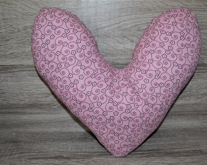 Heart pillow, chest heart pillow, mastectomy pillow, forearm pillow, breast surgery pillow, purple with flowers, handmade