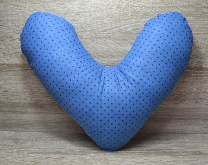 Heart pillow, chest heart pillow, mastectomy pillow, forearm pillow, breast surgery pillow, blue dotted, handmade