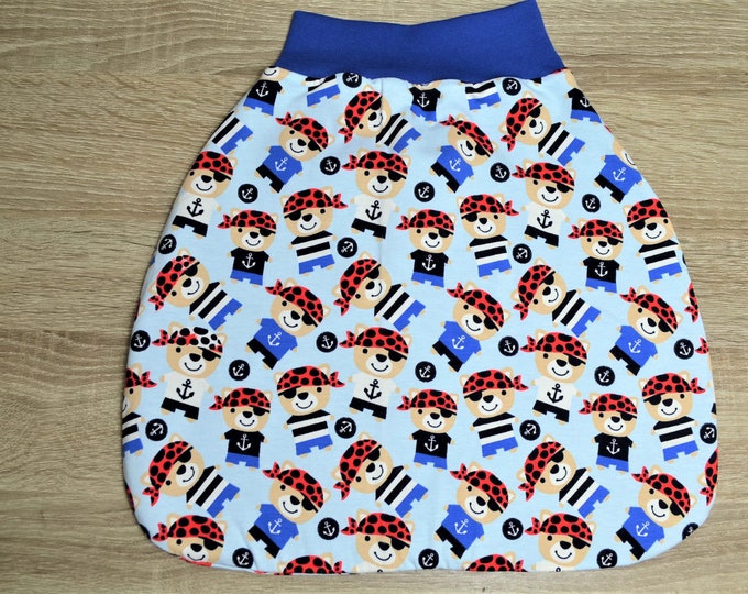 Pucksack Pirates size. 60, romper bag warmly lined, size. 50-68 elastic cuffs to grow with you, sleeping bag, handmade