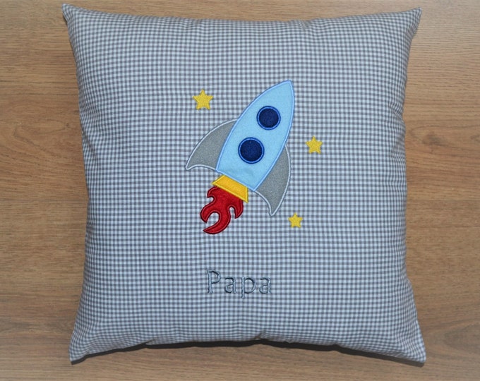 Pillow rocket 40 x 40 cm, rocket pillow, rocket pillow, name pillow rocket, baptism pillow rocket, birth pillow rocket, children's pillow 40 x 40 cm