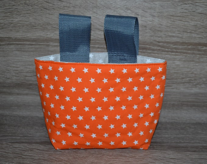 Wheel bag orange white, steering wheel bag, bed bag, material cotton & oilcloth, bike bag, scooter bag, utensil, handmade