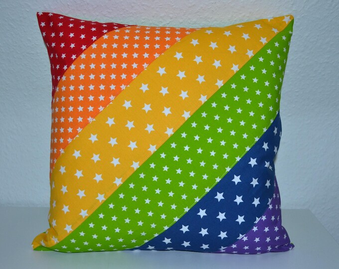 Cushion 40 x 40 cm rainbow, rainbow cushion 40 x 40 cm, cushion diversity, peace cushion rainbow, lucky cushion, cushion rainbow colours,