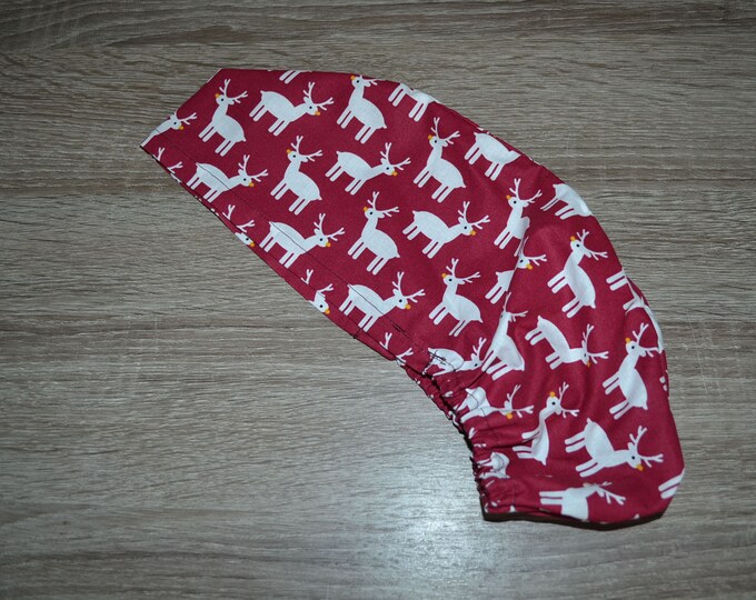 Surgical cap moose with RUBBER BAND, chef's hat, surgical caps, bandana, scrub cap, cosmetic cap, wine red with moose deer, handmade
