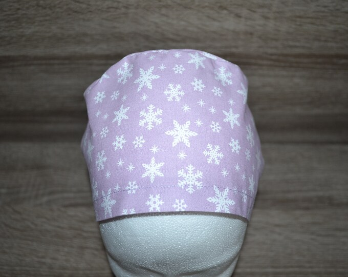 Surgical cap snowflake terry cloth band, scrub cap, bandana, peeling cap, chef's cap, cosmetic cap, surgical cap, purple with crystals, winter cap