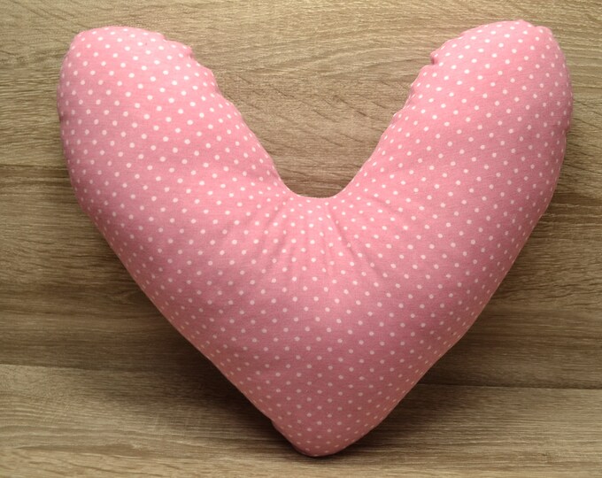 Heart pillow, chest heart pillow, mastectomy pillow, forearm pillow, breast surgery pillow, old pink with pink dots, handmade