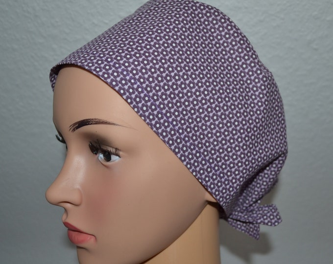 Surgical cap flowers, scrub cap, bandana, cosmetic cap, chef's hat, peeling cap, surgical caps, purple with small flowers, handmade