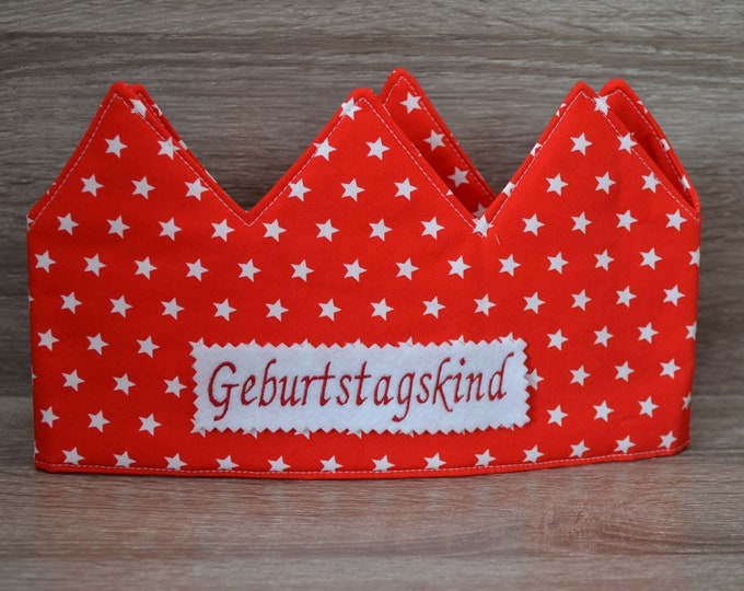 Birthday crown red, crown, children's crown, name crown, red with stars, crown with name, birthday crown with name, children's birthday,