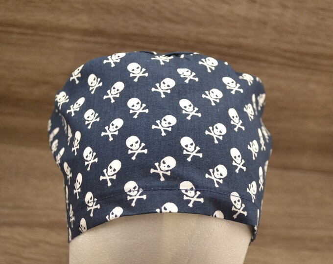 Surgical cap skull, scrub cap, bandana, cosmetic cap, chef's hat, peeling cap, surgical cap skull, black with skulls, handmade