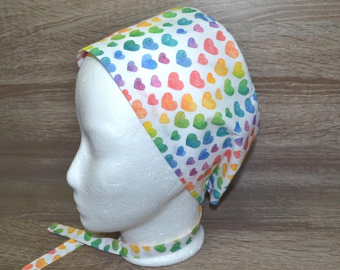 Surgical cap heart, scrub cap, bandana, cosmetic cap, peeling cap, chef's hat, surgical caps, colorful hearts, heart cap, handmade