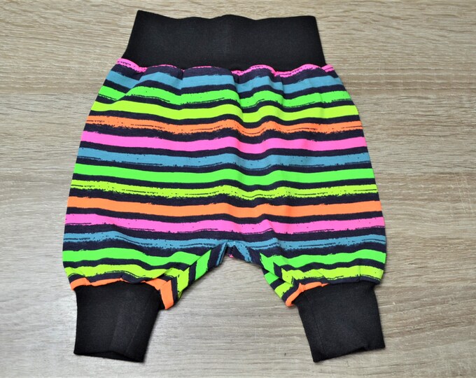 Pump pants neon stripes size. 50-56, premature baby pants, baby pants, newborn pants, baby bloomers, neon-colored bloomers