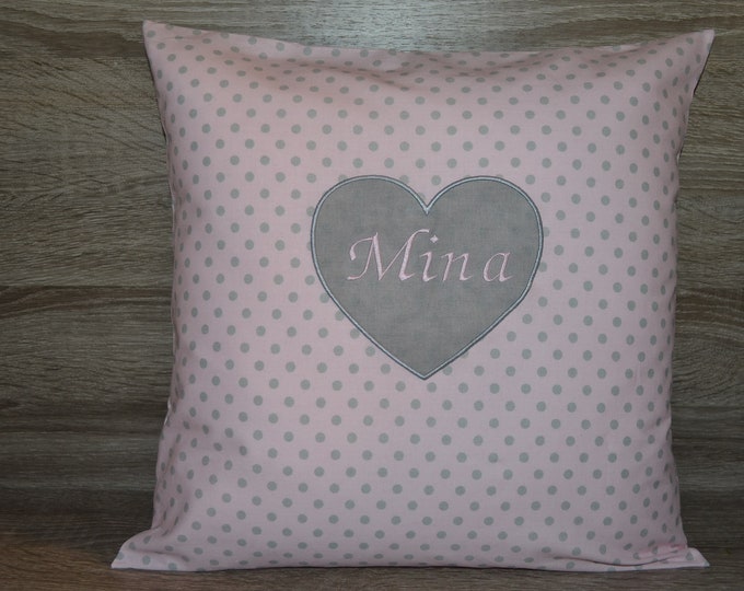 Heart pillow 40 x 40 cm, name pillow with heart, pillow with heart, handmade