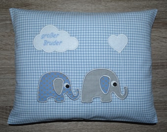 Coussin 2 petits éléphants, coussin éléphant, coussin prénom éléphant, coussin baptême, coussin naissance éléphant, coussin éléphant, coussin enfant, fait main
