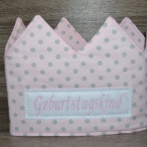 Birthday crown pink, crown, children&#39;s crown, name crown, pink with dots, crown with name, birthday crown with name, children&#39;s birthday,
