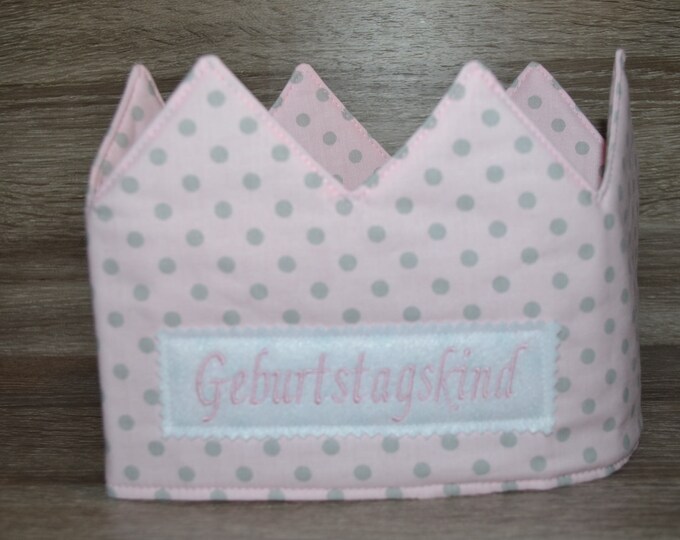 Birthday crown pink, crown, children's crown, name crown, pink with dots, crown with name, birthday crown with name, children's birthday,