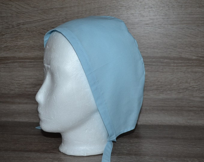 Surgical cap light blue with terry cloth band, blue uni washable up to 60 degrees, scrub cap, bandana, peeling cap, cosmetic cap, chef's cap, handmade