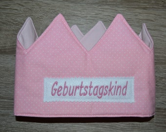 Birthday crown pink, crown, children's crown, name crown, pink dotted, crown with name, birthday crown with name, children's birthday,