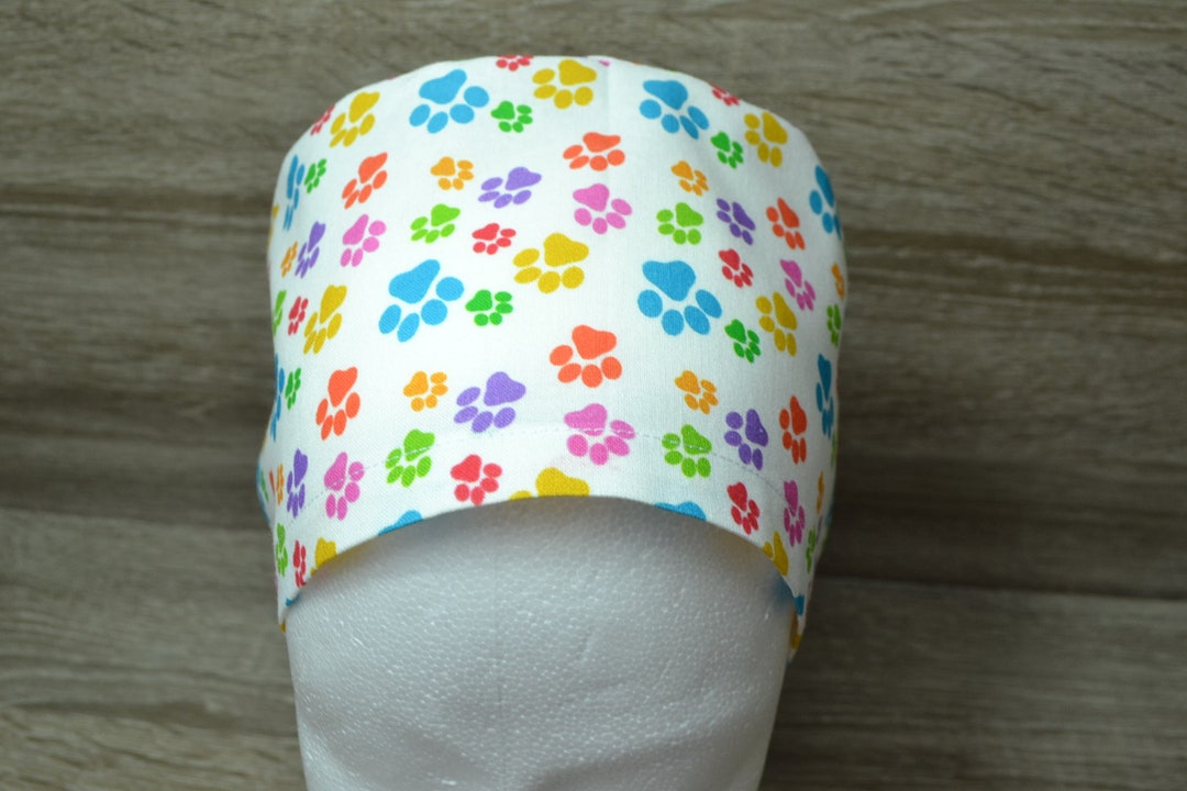 Surgical Cap Paw Dog, Scrub Cap, Bandana, Cosmetic Cap, Peeling Cap