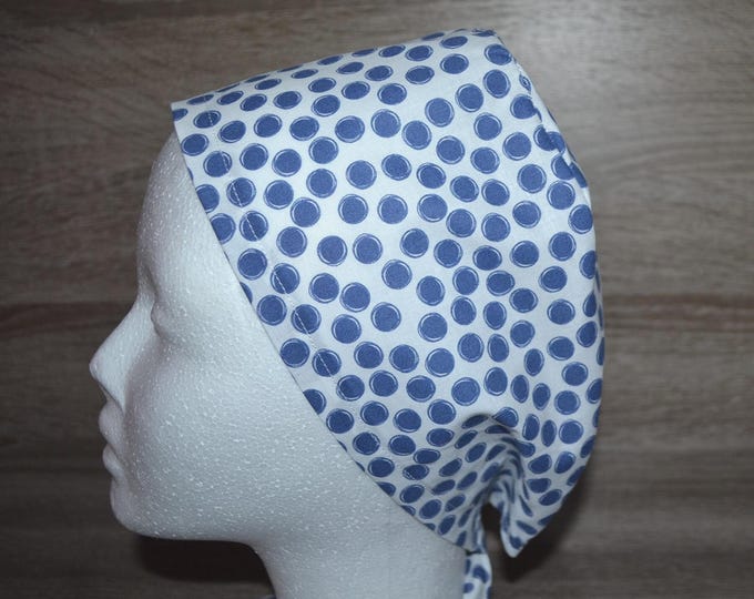 Surgical cap dots with terry cloth band, scrub cap, bandana, peeling cap, chef's cap, cosmetic cap, surgical cap white with dots, handmade