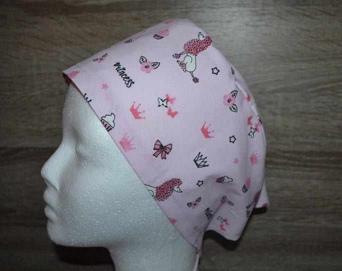Surgical cap princess terry band, bandana, peeling cap, scrub cap, cosmetic cap, chef's cap, surgical caps, pink princess, handmade