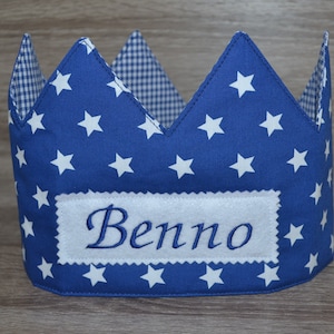 Birthday crown blue, crown, children&#39;s crown, name crown, blue with stars, crown with name, birthday crown with name, children&#39;s birthday