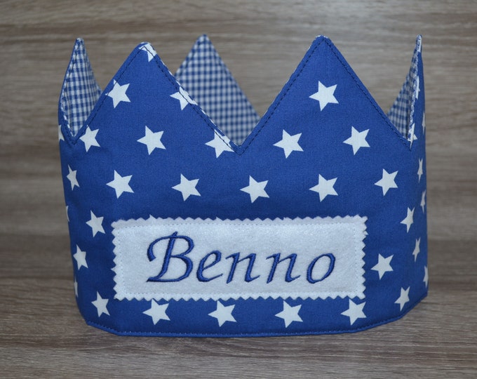 Birthday crown blue, crown, children's crown, name crown, blue with stars, crown with name, birthday crown with name, children's birthday