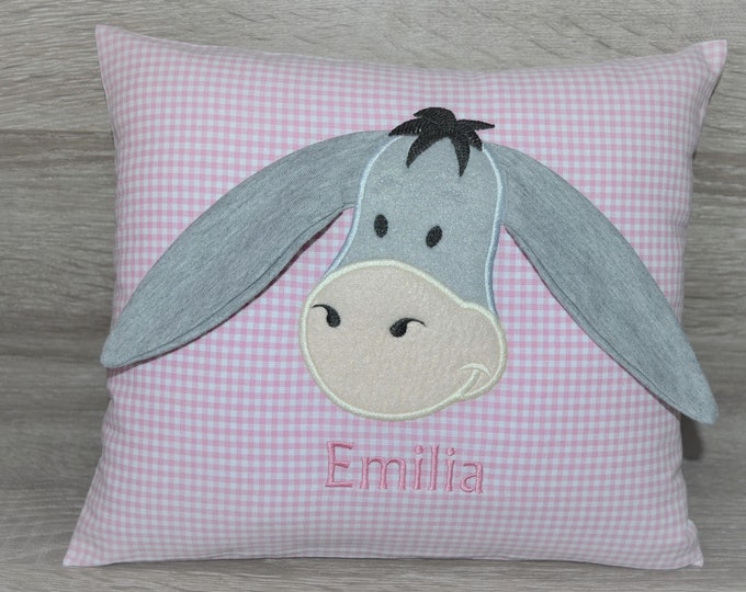 Pillow donkey 3D ears, donkey pillow, name pillow donkey, baptism pillow donkey, birth pillow donkey, donkey pillow 3 D ears, mule pillow,