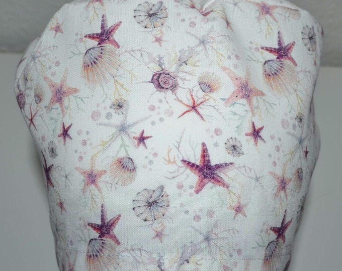 Surgical cap starfish, scrub cap, bandana, cosmetic cap, chef's hat, peeling cap, surgical caps, white with starfish, handmade