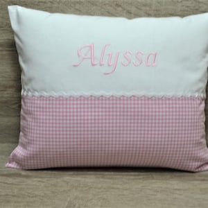 Baptism pillow, baptism pillow, pillow with name, birth pillow, name pillow, Vichy pillow, birth pillow, memory pillow, handmade