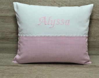 Baptism pillow, baptism pillow, pillow with name, birth pillow, name pillow, Vichy pillow, birth pillow, memory pillow, handmade