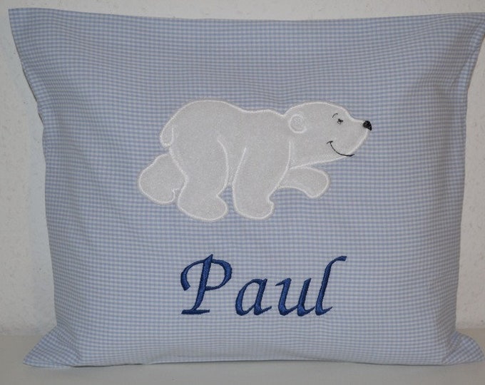 Polar bear pillow, polar bear pillow with name, bear pillow, cuddly polar bear pillow, children's bear pillow, polar bear decorative pillow, handmade