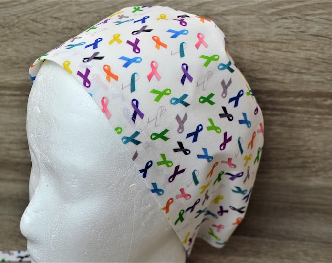 Surgical cap loops, scrub cap, bandana, cosmetic cap, chef's hat, peeling cap, surgical caps, white with crab loops, handmade