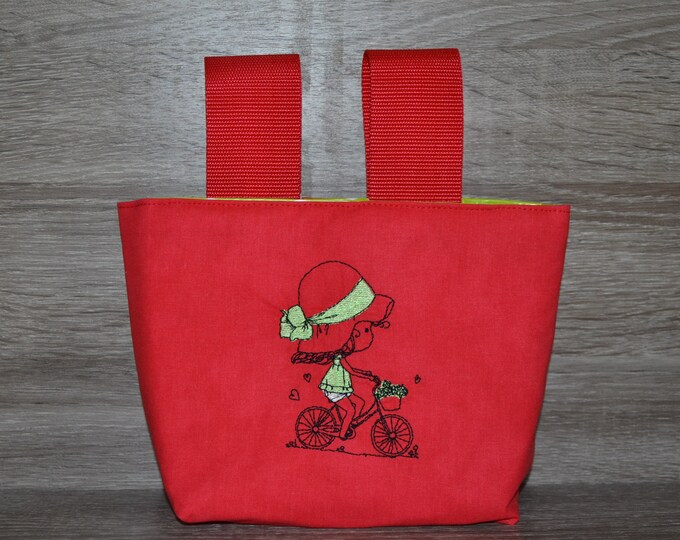 Wheel bag girls, steering wheel bag, bed bag, material cotton & oilcloth, bicycle bag, scooter bag, utensil, handmade