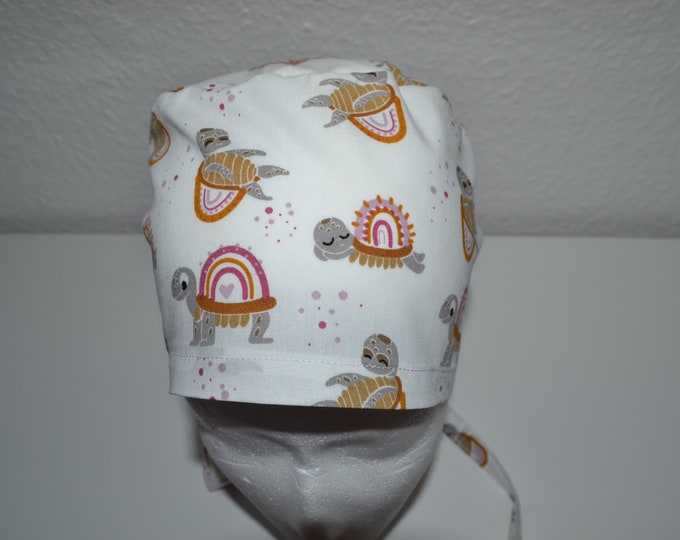 Surgical cap turtles, scrub cap, bandana, chef's hat, scrub cap, cosmetic cap, surgical caps, funny turtle, turtle, handmade