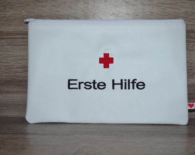 Bag "First Aid" white, first aid bag, medicine bag, medicine bag, emergency bag, tablet bag, handmade