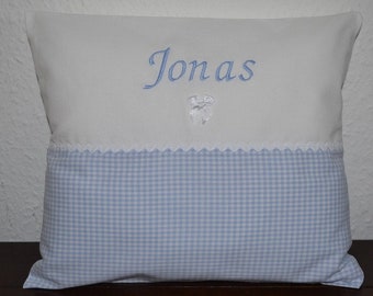 Baptism pillow, birth name pillow, Vichy baptism pillow, Vichy birth pillow, name pillow, checkered children's pillow,